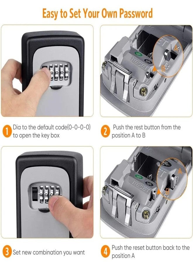PRYFIL Secure Numeric Key Storage Box - Keep Keys Safe with Combination Lock - Durable Wall-Mounted Key Holder (Silver) - Image 2